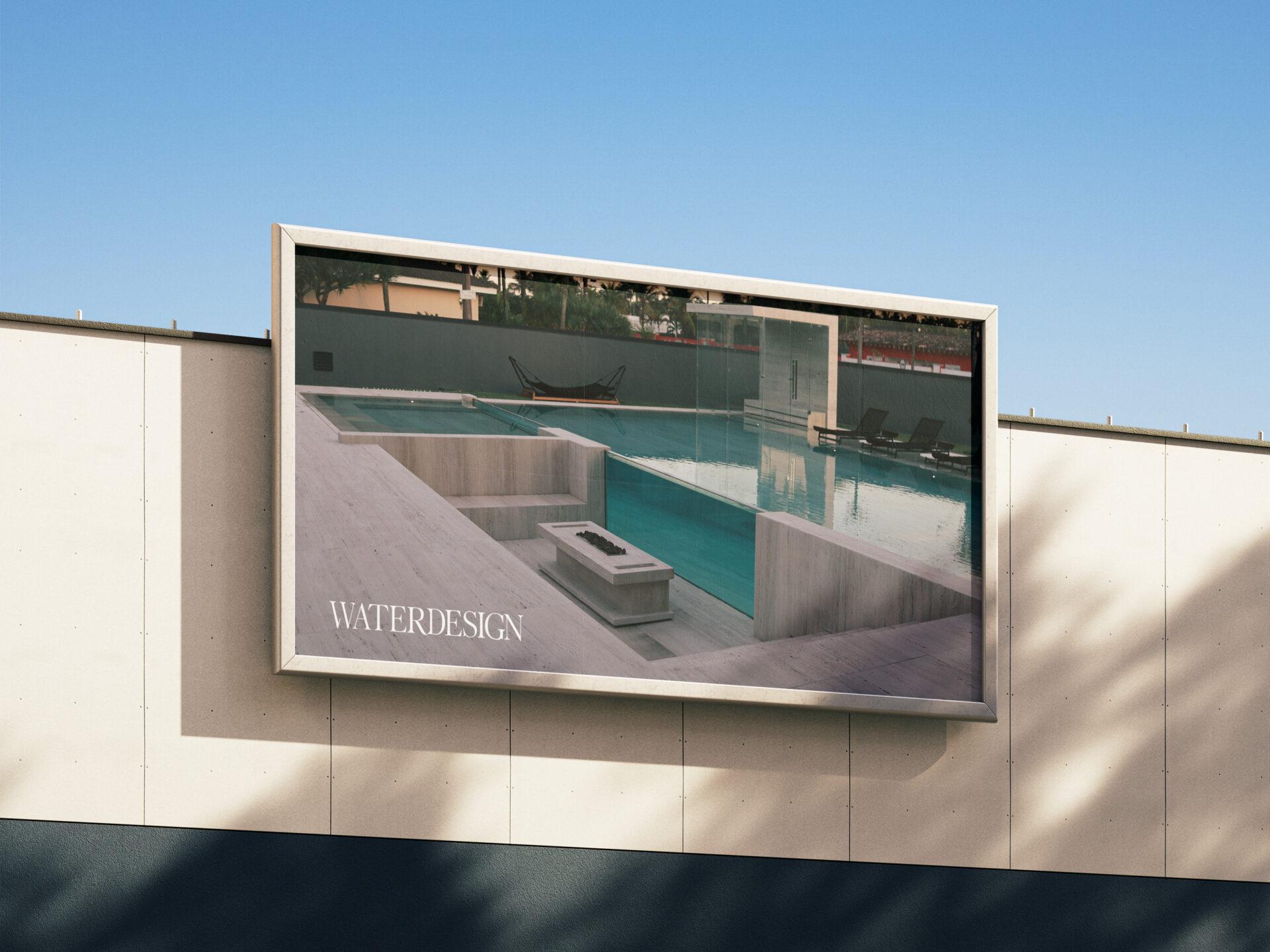 Billboard com logotipo da Waterdesign - Rebranding feito pela Digitals